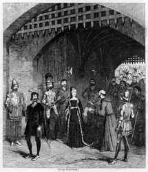 Feckenham biedt Lady Jane Grey gratie aan op weg naar haar proces, 1553 1840