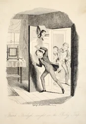 Frank Fairlegh gevangen in de valstrik, uit Frank Fairlegh of Scenes From the Life of a Private Pupil, gepubliceerd ca. 1870