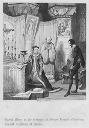 Koningin Mary verlooft zich met Filips van Spanje op aandringen van Simon Renard