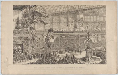 De opening van de Grote Nijverheidstentoonstelling van alle Naties door Hare Meest Genadige Majest..., 1851.