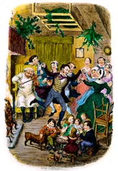Victoriaanse kerstkaart door George Cruikshank