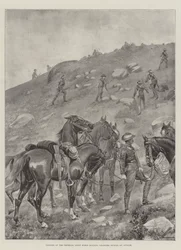 Ruiter van het Imperial Light Horse houdt Paarden vast tijdens een Aanval
