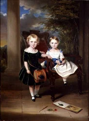 Portret van twee kinderen genaamd Herbert en Rose