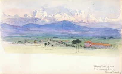 Alban-gebergte vanaf Via Tuscolana, Rome