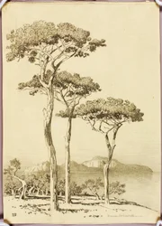 Zonder titel (overdrachtstekening voor Capri vanuit Sorrento)