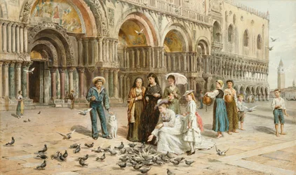 De Duiven van San Marco, Venetië, Italië, 1876