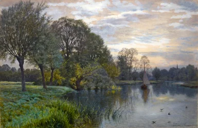 De rivier de Great Ouse bij zonsondergang