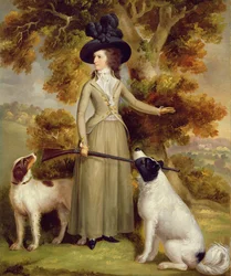 De gravin van Effingham met geweer en jachthonden, 1787