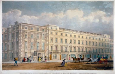 Uitzicht op acht huizen in Brook Street, Westminster, Londen, ca. 1840