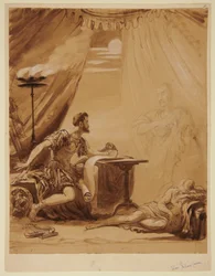 Scène uit Shakespeares "Julius Caesar": de geest van Caesar verschijnt aan Brutus