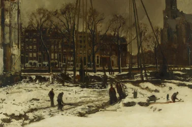 Doorbraak van de Raadhuisstraat in de winter