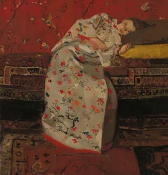 Nederlands: Meisje in witte kimono Meisje in witte kimono