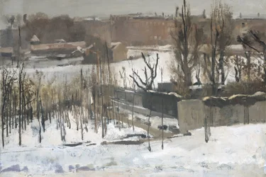 Uitzicht op het Oosterpark, Amsterdam, in de sneeuw