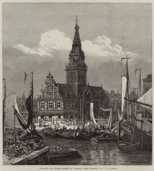 Stadhuis en botermarkt in Alkmaar, Noord-Holland