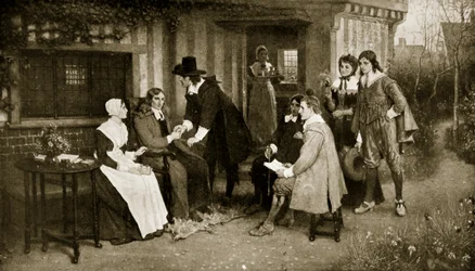 De ontmoeting van Milton en Andrew Marvell, illustratie uit 