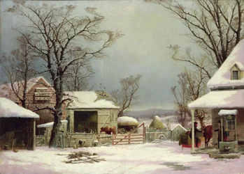 Boerenerf in de winter, 1862