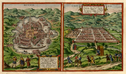 Uitzicht op Mexico Stad (voorheen Tenochtitlán) en Cusco