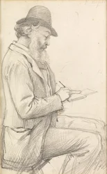 Lord Leighton aan het schetsen