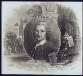 Portret van Jean Jacques Rousseau (1712-78), gegraveerd door William Finden (1787-1852)