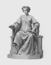 Geneeskunde, gegraveerd door G Stodart naar het standbeeld van Ernst Hahnel (gravure)