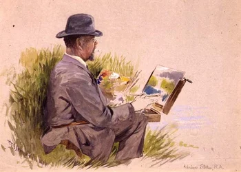Adrian Stokes, R.A. aan het werk