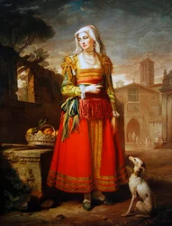 Portret van een Dame, Volledig, Gekleed in Italiaanse Kleding
