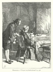 Illustratie voor She Stoops To Conquer (gravure)