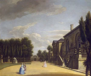 Uitzicht op Chiswick Villa vanaf de achterkant naar de Inigo Jones-poort