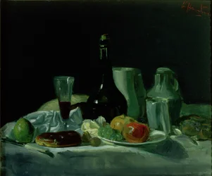Stilleven - Fles en Fruit
