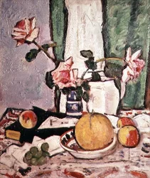 Stilleven van Rozen en een Grapefruit