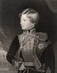 George V, Koning van Hannover, gegraveerd door T.A. Dean, uit 