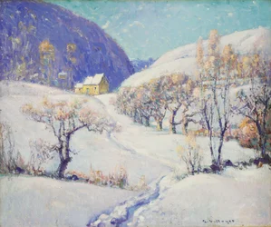 Winter in de vallei (olieverf op doek)