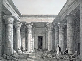 Hof van de Grote Tempel, Philae, Egypte, 1843