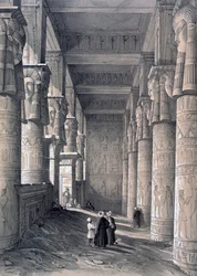 Interieur van de Grote Tempel, Denderah, Egypte