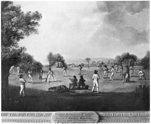 Een cricketwedstrijd, 18e eeuw