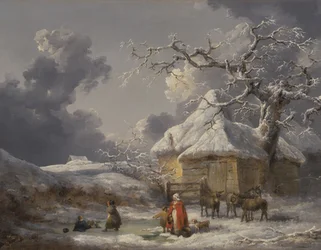 Winterlandschap met figuren