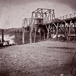 Brug over de Tennessee-rivier bij Chattanooga, ca. 1864