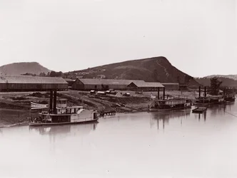 Tennessee River bij Chattanooga en Lookout Mountain Spur, ca. 1864