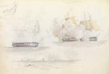 Vier scheepsstudies, waaronder een fregatactie