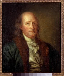 Portret van Benjamin Franklin (1706-1790), Amerikaanse natuurkundige, filosoof en politicus