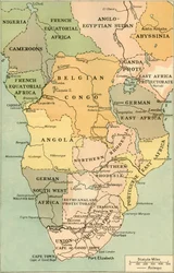 Kaart van Midden- en Zuid-Afrika, 1919
