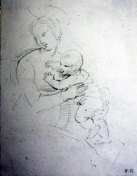 Een moeder en haar kind - studie voor de Ouden