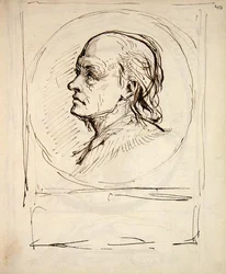 Portret van William Blake, uit een notitieboekje gebruikt door de kunstenaar voor schetsen en notities
