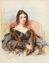 Portret van een vrouw, ca. 1830-1835 (aquarel met grafiet gehoogd met witte verf)