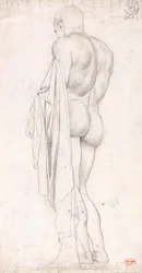Achteraanzicht van een staande klassieke mannelijke figuur