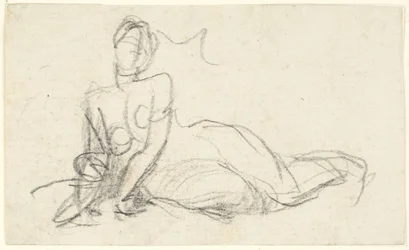 Vrouwenfiguur, zittend op de grond
