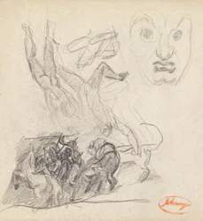 Figuurcompositie Studie 21 met een gezicht