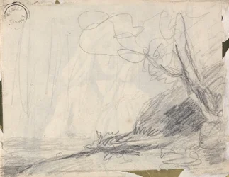 Landschap met een scheve boom