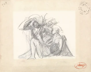 Liggende vrouw en andere figuren