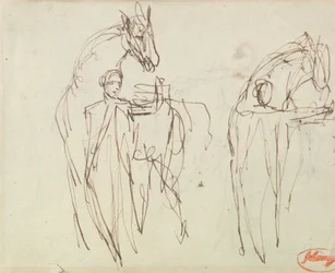 Schetsen voor een man met een paard